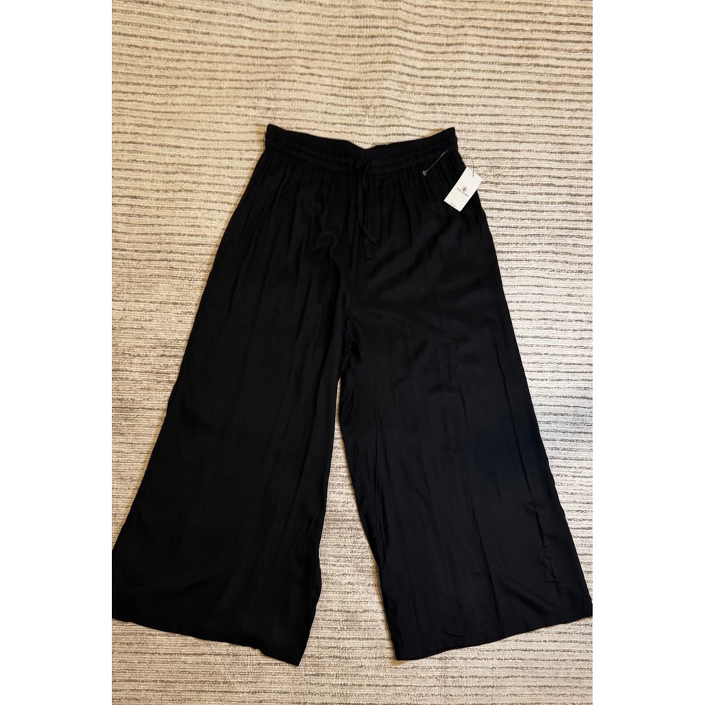 Volcom Hi Tide Beach Pant Black Wide Leg Flowy Drawstring Trousers B1202400 L